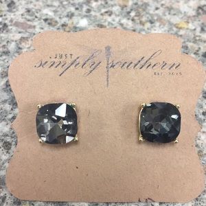 Black with gold post earrings.
